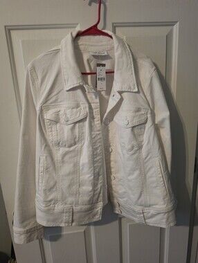 Lane Byrant White Denim Jacket with Button Front- NEW WITH TAG